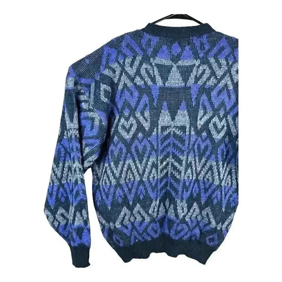 Vintage McGregor Sweater Sz Large Acrylic Geometric Abstract Mens 1980s Usa - Picture 8 of 11